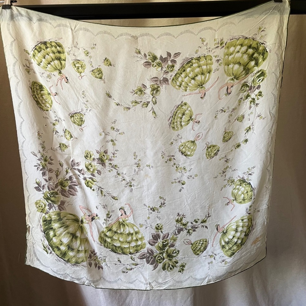 Vintage Ballet Dancer Novelty Scarf Romantic Cottagecore 31x31